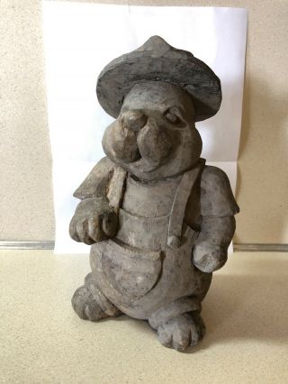 Antique Wood Rabbit/hat Paper Mache Mold Sculpture Primative Hand Carved Figure
