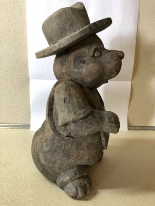 Antique Wood Rabbit/Hat Paper Mache Mold Sculpture Primative Hand Carved Figure 4