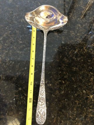 kirk stieff repousse Sterling Punch Ladle Rare Large 14.  5 “ 5