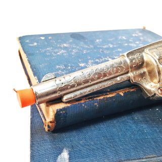 Vintage Nichols Silver Colt Die Cast Cap Gun w/ Red Plastic Grip RARE 3