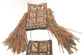 Antique African Tuareg Leather Bag Pouch Purse Fringe Ethnix 2