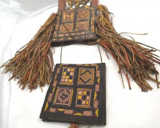 Antique African Tuareg Leather Bag Pouch Purse Fringe Ethnix 3