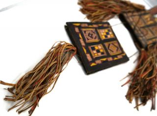 Antique African Tuareg Leather Bag Pouch Purse Fringe Ethnix 4