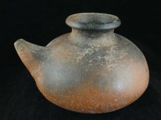 Pre - Columbian Pottery Spouted Vase,  Colima ? 4th - 9th Cent.  5 5/8” Tall,  7 ½” D.