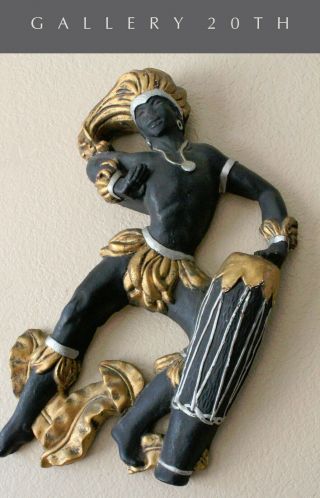 Wow Mid Century Modern Carlo Of Hollywood Nubian Dancer Wall Sculpture Vtg 50s