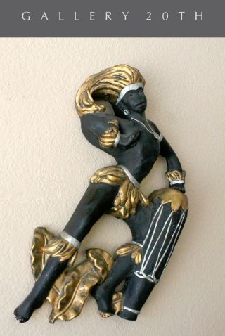 WOW MID CENTURY MODERN CARLO OF HOLLYWOOD NUBIAN DANCER WALL SCULPTURE VTG 50s 7
