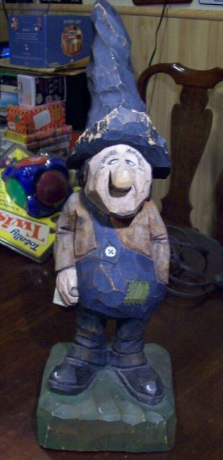 J.  R Mcneill Ozark Hillbilly Folk Art Carved Wood Signed 18 " Tall Vhtf