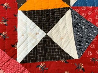 Vibrant PA c 1890 - 1900 Pinwheel QUILT Antique Cheddar RED 10