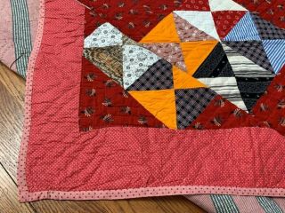 Vibrant PA c 1890 - 1900 Pinwheel QUILT Antique Cheddar RED 11