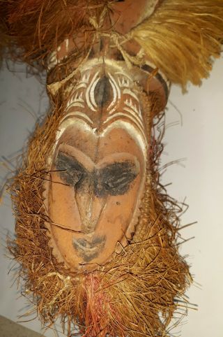 Papua Guinea Slit Drum Tiki Man Cave Two Headed Masks Tribal Art Sepik