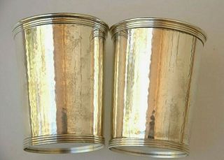 2 Vintage Newport Sterling Silver Hand Hammered Julep Cups 1640 No Mono 1