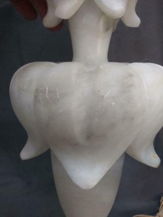 Two 2 Italian Alabaster Carving Carved Lamps Art Mid Century Modern Deco 11
