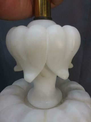 Two 2 Italian Alabaster Carving Carved Lamps Art Mid Century Modern Deco 6