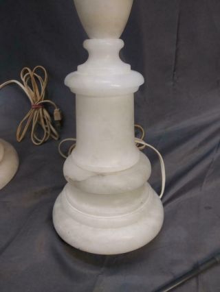 Two 2 Italian Alabaster Carving Carved Lamps Art Mid Century Modern Deco 8