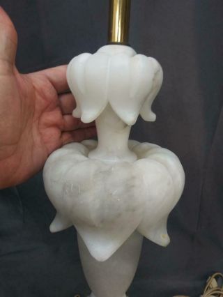 Two 2 Italian Alabaster Carving Carved Lamps Art Mid Century Modern Deco 9