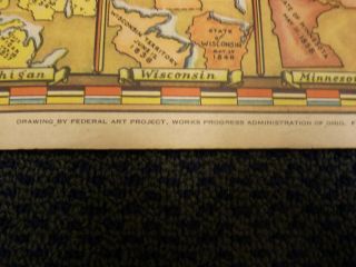 RARE 1937 Federal Art Project WPA Ohio Northwest Territory Map by F.  Rentschler 8