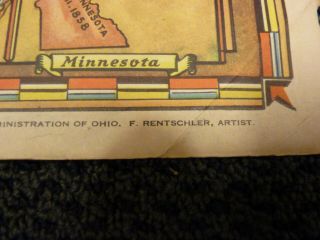 RARE 1937 Federal Art Project WPA Ohio Northwest Territory Map by F.  Rentschler 9