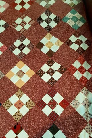 Antique / Vintage Quilt Top 72 " X 72 " (aprox) Hand Sewn 6 " Blocks Unfinshed