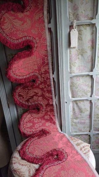 SUBLIME ANTIQUE FRENCH SILK BROCADE CANTONNIERE VALENCE PELMET c1900 3