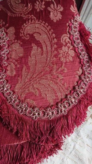 SUBLIME ANTIQUE FRENCH SILK BROCADE CANTONNIERE VALENCE PELMET c1900 5