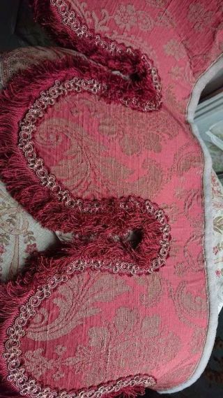 SUBLIME ANTIQUE FRENCH SILK BROCADE CANTONNIERE VALENCE PELMET c1900 7