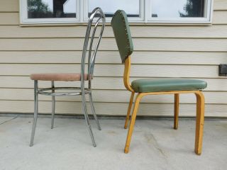 Pair 1950s Upholstered Mid Century Modern Bentwood Plywood Thonet Chairs Tagged 10