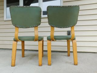 Pair 1950s Upholstered Mid Century Modern Bentwood Plywood Thonet Chairs Tagged 3