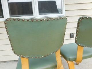 Pair 1950s Upholstered Mid Century Modern Bentwood Plywood Thonet Chairs Tagged 4