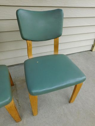 Pair 1950s Upholstered Mid Century Modern Bentwood Plywood Thonet Chairs Tagged 5