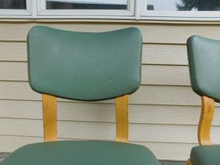 Pair 1950s Upholstered Mid Century Modern Bentwood Plywood Thonet Chairs Tagged 6