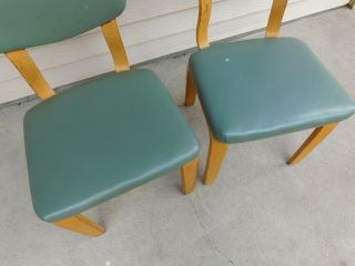 Pair 1950s Upholstered Mid Century Modern Bentwood Plywood Thonet Chairs Tagged 7