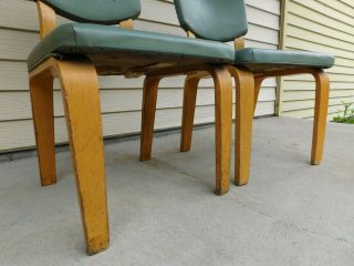 Pair 1950s Upholstered Mid Century Modern Bentwood Plywood Thonet Chairs Tagged 8