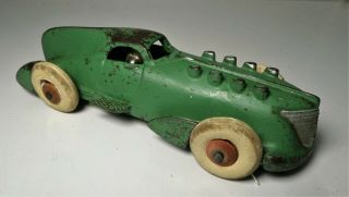 1920s Cast Iron Hubley Green Race Car / Futuristic Racer Paint