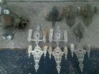 Antique Ornate Art Deco Salvage Wall Sconces Light Fixture Cast Metal