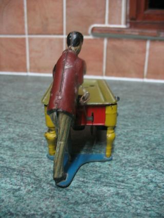 RARE TINPLATE WINDUP BILLIARDS PLAYER SNOOKER POOL TABLE GERMANY ANTIQUE TIN TOY 6