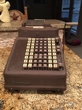 Vintage Burroughs 8 Column Adding Machine Mechanical Industrial Calculator 2