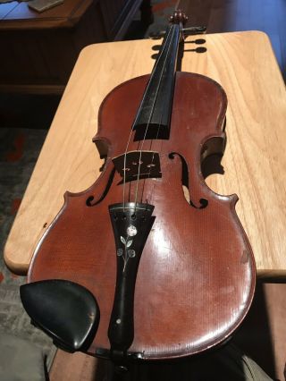 Antique German Violin Inlaid Mother Of Pearl