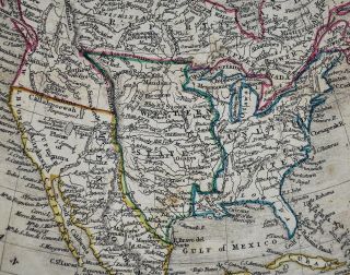 c1840 Sydney Hall Map North America United States Canada Mexico Texas California 3