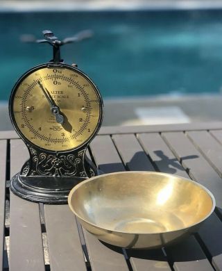 Salter Family Scale Vintage No.  46 Brass Face 6 Lb 8 Oz England Farmhouse Decor 3