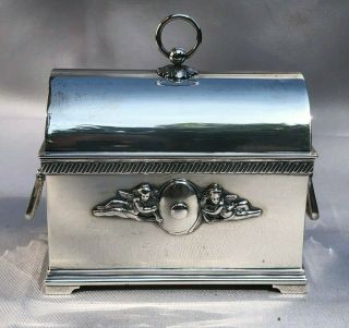 Very Rare Gorham Coin Silver Chest Shaped Table Box 1863 - 1890 Cherubs Design