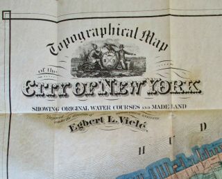 1865 Map Topography & Hydrology of the City of York Egbert Viele - Very Rare 5