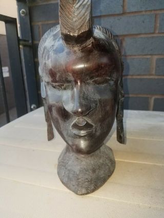 Antique African Large Carved Ebony Wood Head Bust