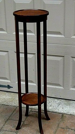 Vintage French 2 Tier Mahogany Lacquered Wood Carved Plant,  Statue Stand