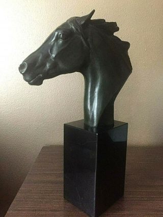 Antique Bronze Horse Head Sculpture