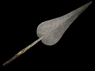 Large African Mossi Leaf Shape Iron Spear Head Lance Spontoon Pike 19th Century