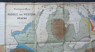 1843 JAMES HALL MAP GEOLOGICAL MAP OF MIDDLE AND WESTERN STATES NYS NATL HISTORY 2