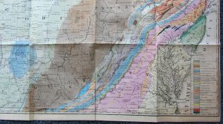 1843 JAMES HALL MAP GEOLOGICAL MAP OF MIDDLE AND WESTERN STATES NYS NATL HISTORY 7