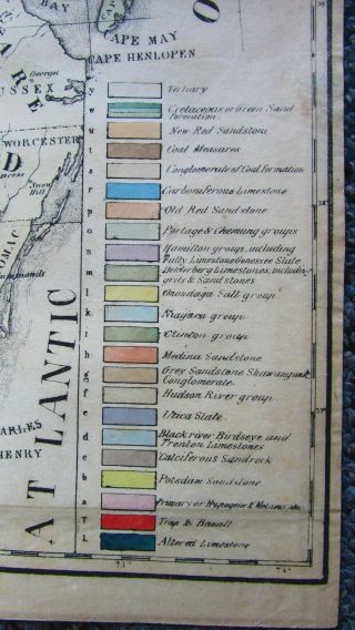 1843 JAMES HALL MAP GEOLOGICAL MAP OF MIDDLE AND WESTERN STATES NYS NATL HISTORY 8