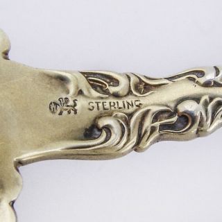 Large Serving Spoon Ornate Enamel Sterling Silver Gilt Whiting Mfg 5