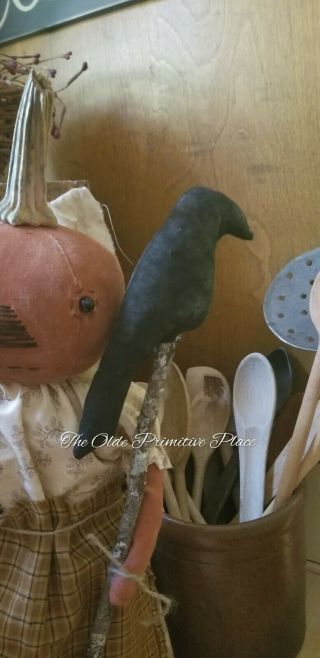Primitive Pumpkin Doll With Her Crow 3